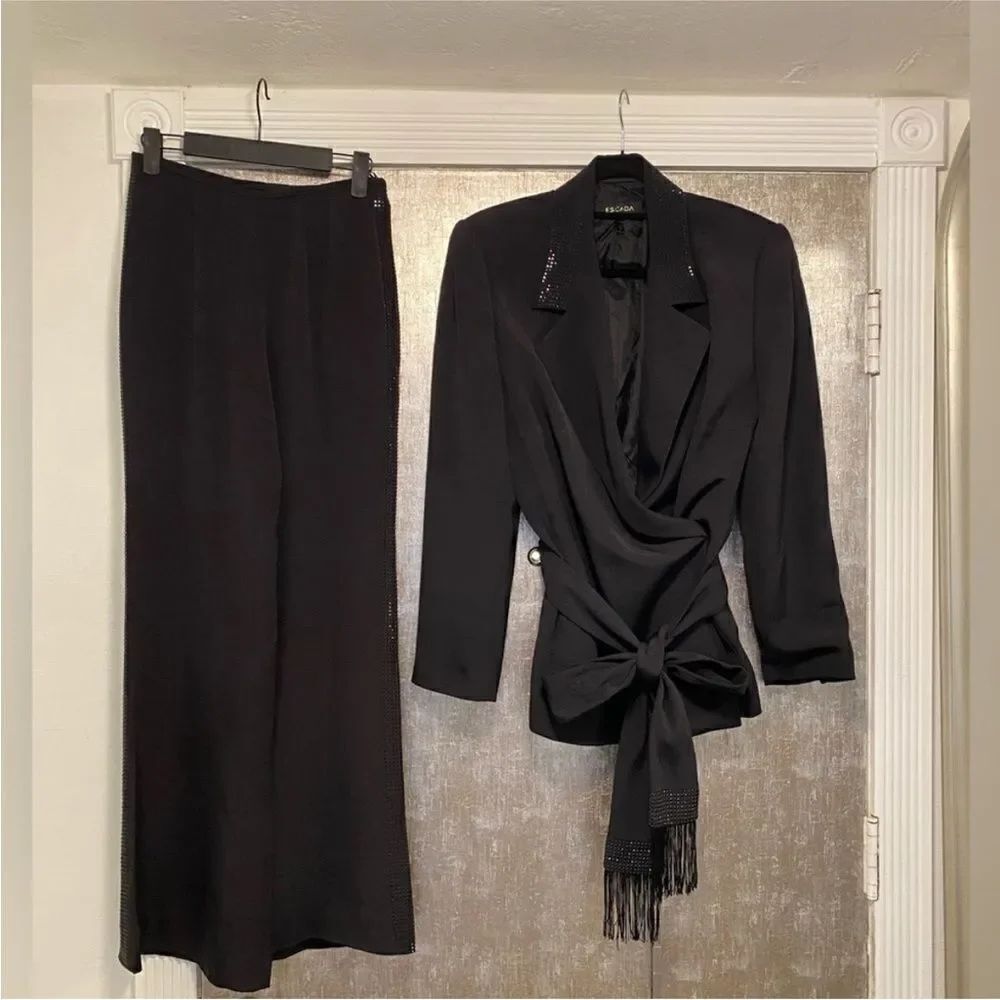 Escada Black Swarovski crystal Embellished pant set( S)
